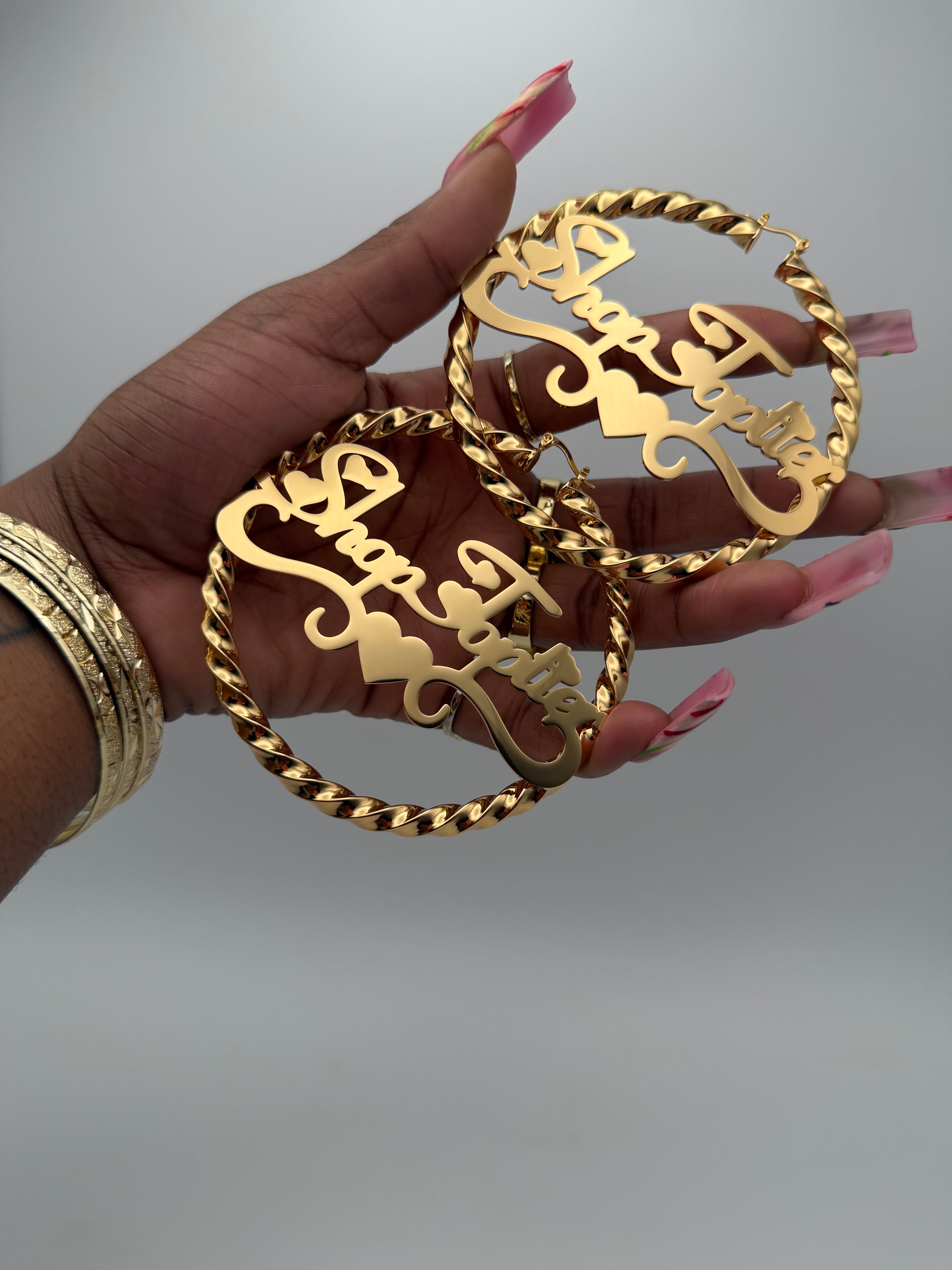 Customized Name Hoops Light Twist