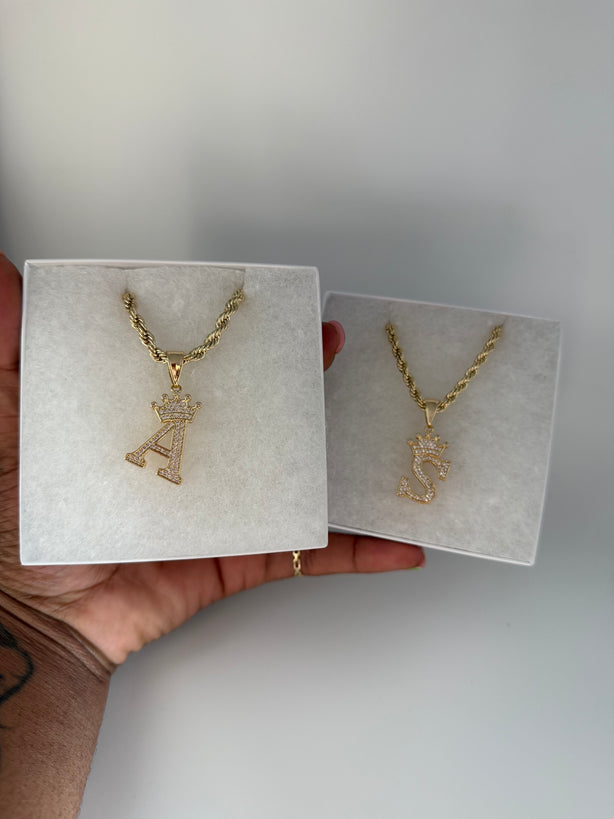 Crowned Letter Charm Necklace