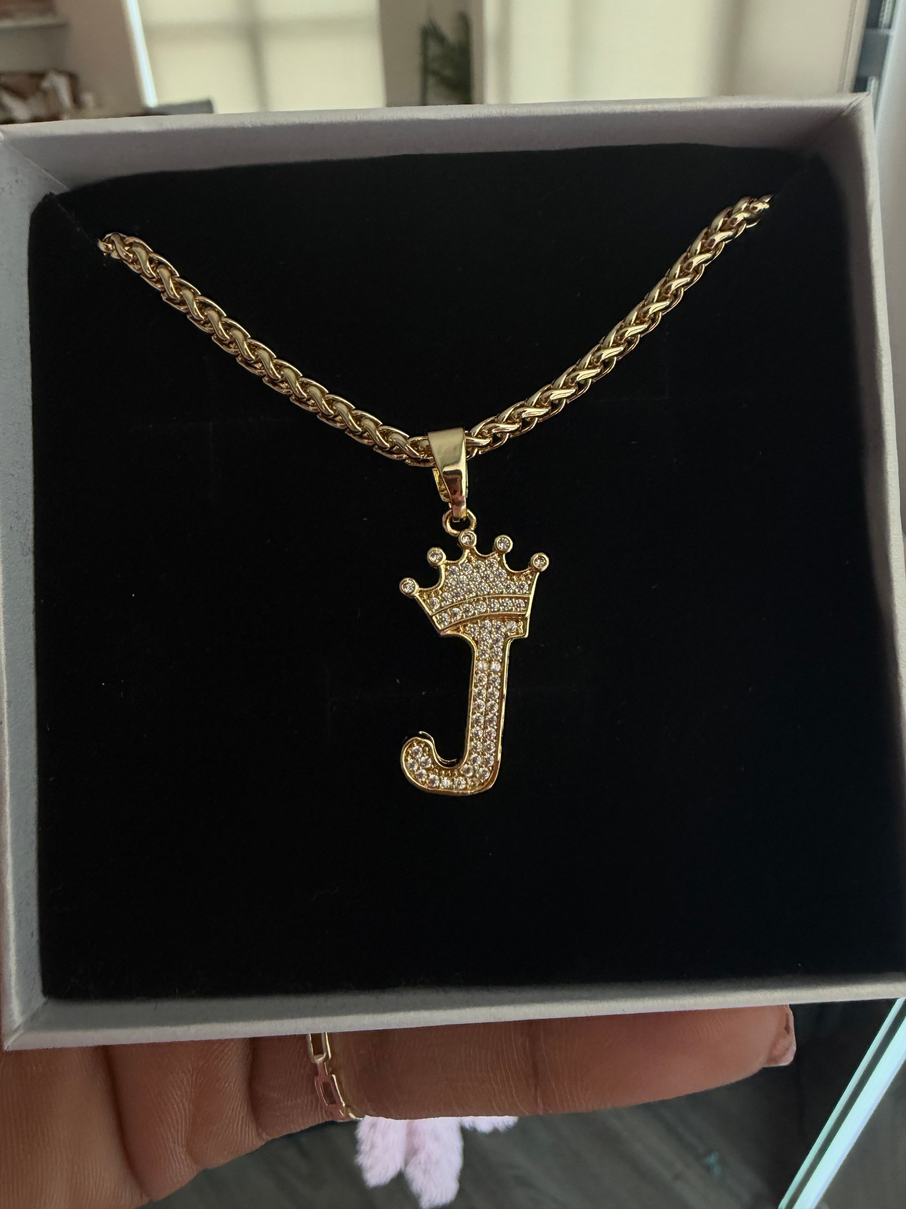 Crowned Letter Charm Necklace